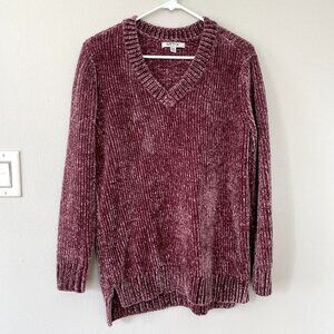 Orvis purple v-neck sweater casual soft comfortable style velvet knit size M
